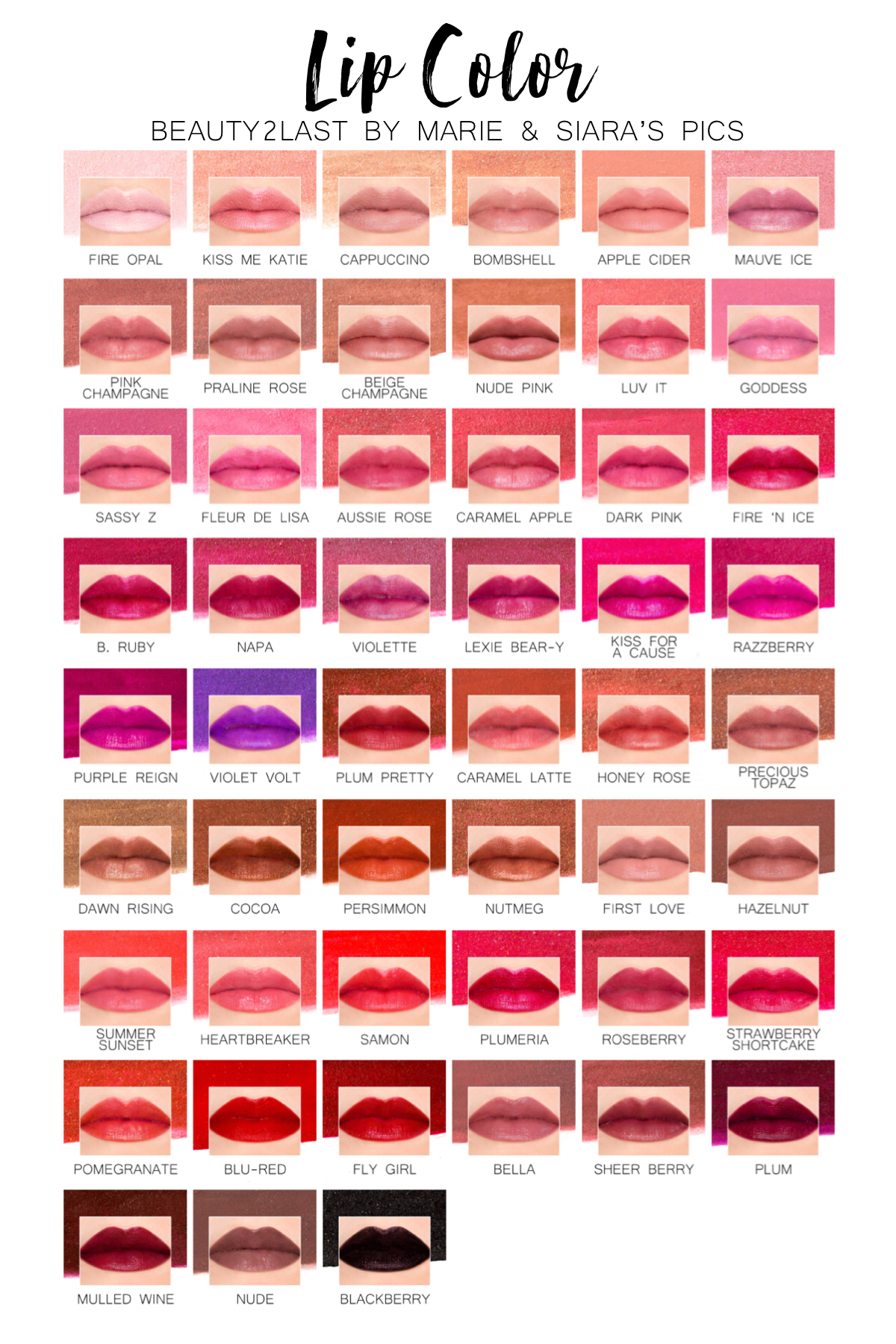 Lipsense Lipstick Color Chart