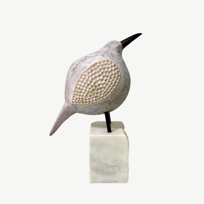 Dimpled Bird   |   Western red cedar, ebony, brass, marble   |   12" x 9" x 6"