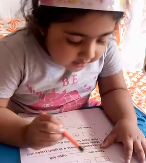 student reading through interactive worksheet