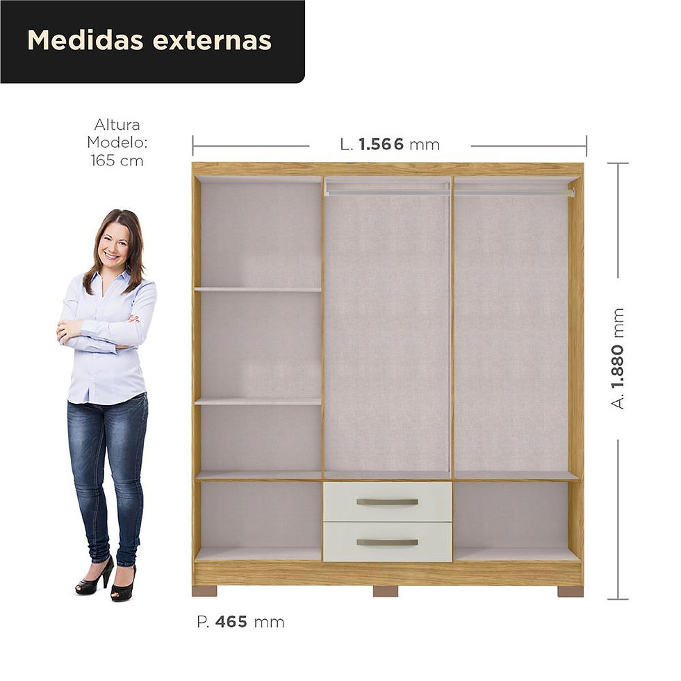 Miniatura: Guarda Roupa Casal Santiago 6 portas 2 gavetas marrocos / off-white Mx Móveis