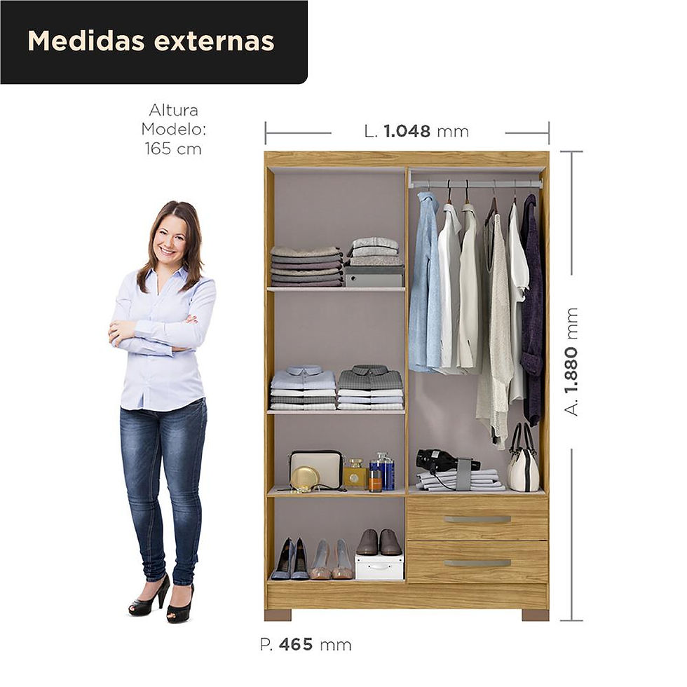 Miniatura: Guarda Roupa Solteiro 4 Portas 2 Gavetas Santiago marrocos - ripado - MX Móveis