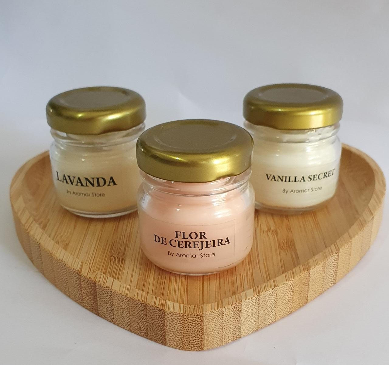 Kit Com 3 Mini Velas de 30 Gramas Cada Feitas Com Cera de Coco Livre de Parafina