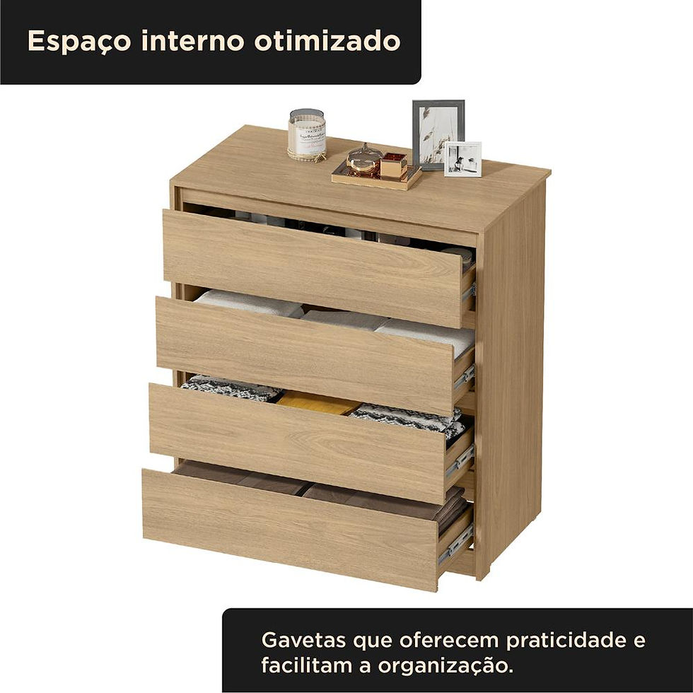 Miniatura: Cômoda para Quarto 4 Gavetas Carla Mx Móveis castanho