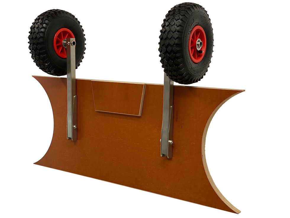 launching wheels set on inflatable boat transom