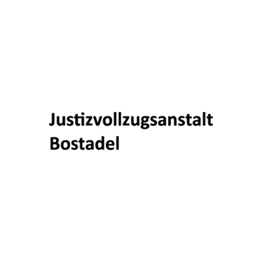 Offizielles Logo der Justizvollzugsanstalt Bostadel als schwarzer Schriftzug.