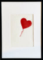 'Love You, Banksy' Homage to Banksy heart balloon - red lino print. www.carolinegibsonprints.com