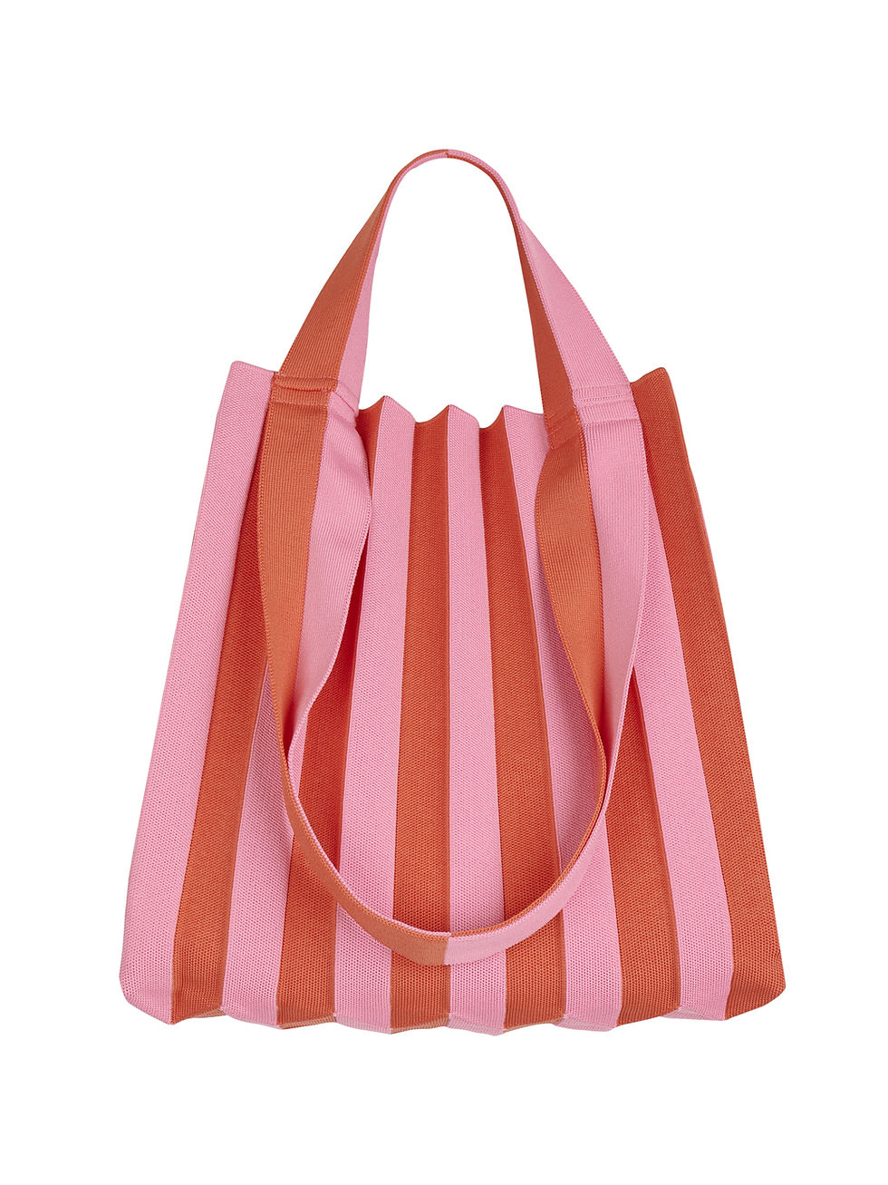 Pleatsmama 2Way Shopper Bag Stripe Red Pink
