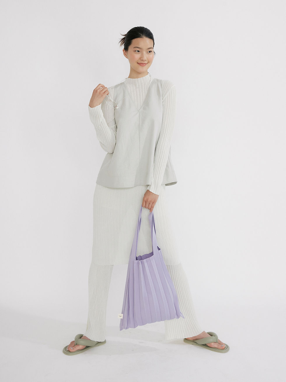 Thumbnail: Pleatsmama Shoulder Bag Solid Apolo Purple