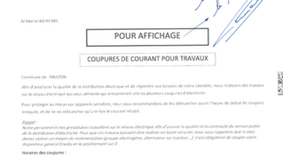 Coupures de courant pour travaux