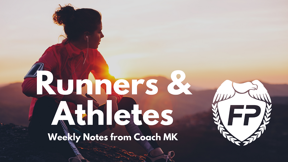 Runner Sitting on Mountain at Sunset and Fitness Protection Program logo