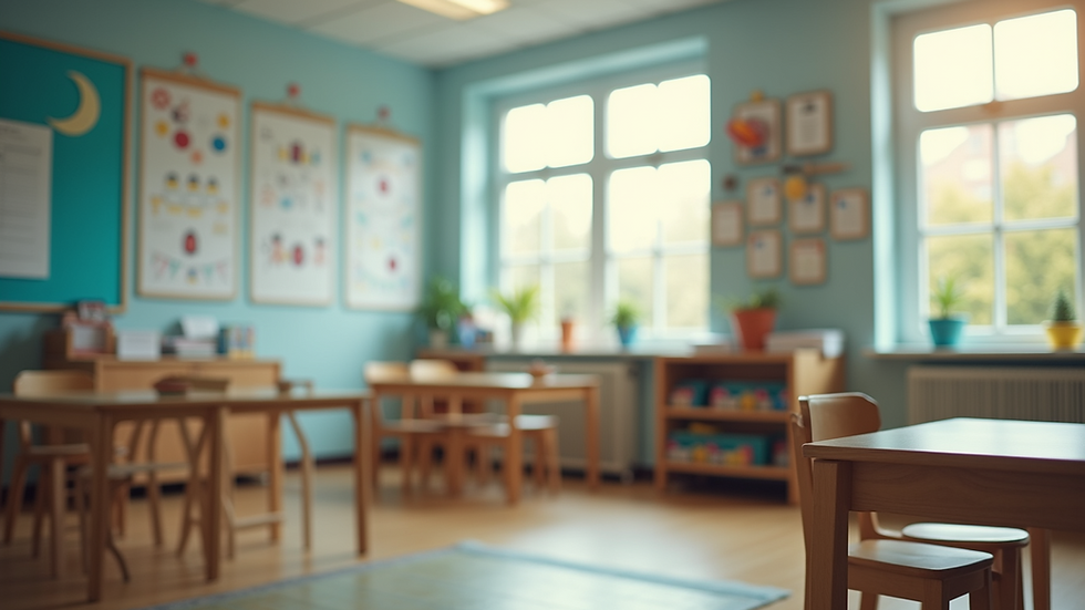 Eye-level view of a speech therapy room with educational materials