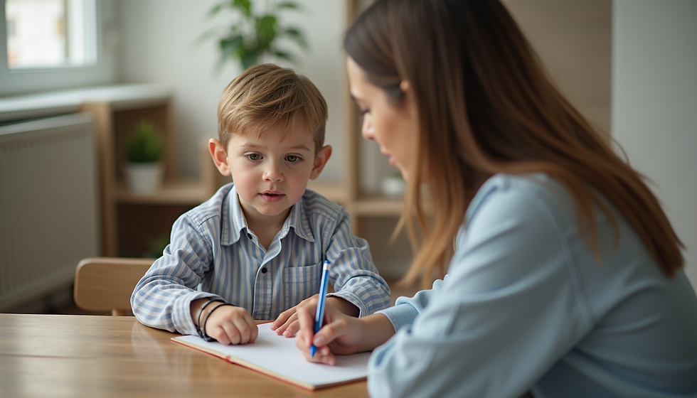 Close-up view of speech therapy flashcards on a table