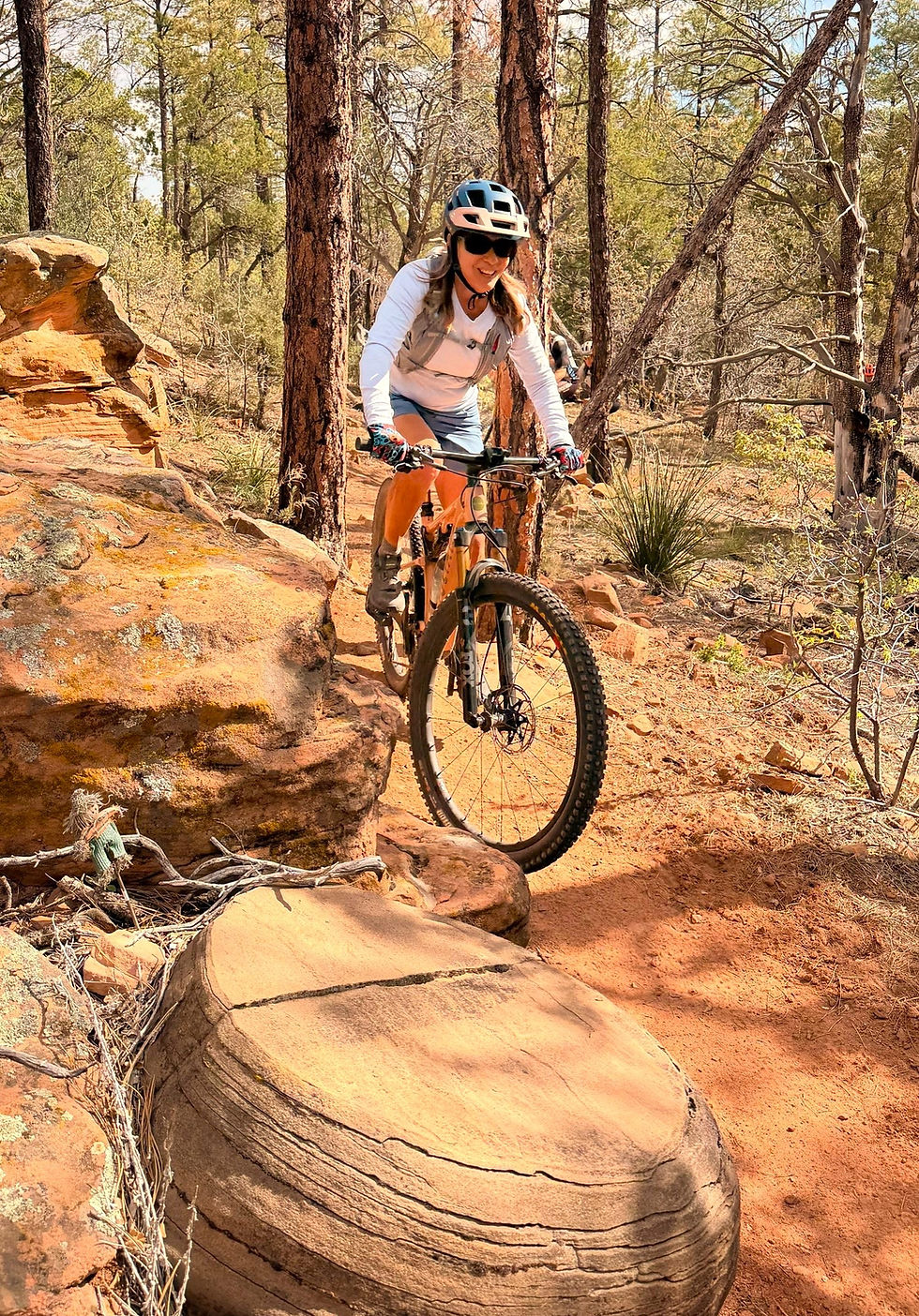 Sheryl Teske rides past the "Dome Rock" in the Buena during the group ride on Saturday, April 11th.