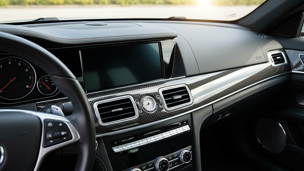 Close-up view of a clean and polished car dashboard