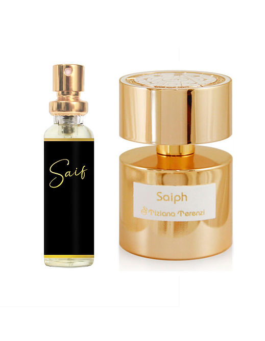 Perfume inspirado em Saiph Tiziana Terenzi. Inspirado no perfume de nicho Saiph de Tiziana Terenzi, é uma fragrância unissex encantadora, que reflete a dedicação da marca em criar aromas luxuosos e memoráveis. Sua vibrante família cítrica aromática, sustentada por um marcante acorde ozônico, faz dele uma adição verdadeiramente singular e inesquecível a qualquer coleção de perfumes. Saif, um contratipo inspirado no perfume de nicho Saiph de Tiziana Terenzi, é uma fragrância sofisticada e versátil, ideal tanto para homens quanto para mulheres que apreciam perfumes ousados, complexos e finamente elaborados. O perfume Saif abre com uma explosão brilhante e revigorante de limão e bergamota, suavizada por um delicado toque de rosa.