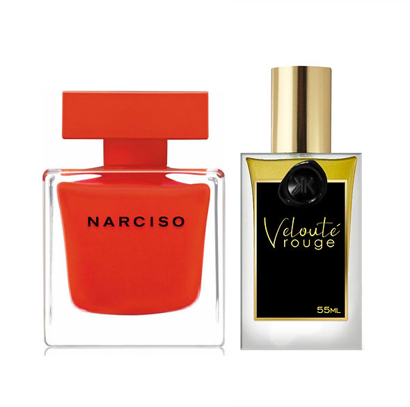 Perfume inspirado em Narciso Rouge EDP, é uma expressão de paixão e elegância que mantém o almíscar como protagonista central.