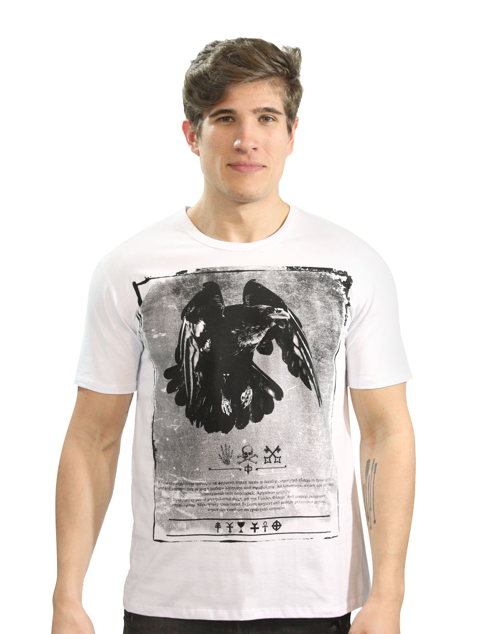 Camiseta Masculina Branca Corvo