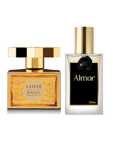 Perfume inspirado em Lamar Kajal. Um perfume que é pura arte, Almar perfume inspirado em Lamar de Kajal tem beleza no nome, no frasco e na essência. Lumière, seu nome francês, significa luz, refletindo sua sofisticação. Chamado de ouro líquido, esse perfume é fascinante, hipnotizante e irresistível. Sua criação foi inspirada no pôr do sol dourado, com tons de vermelho, amarelo e brilhos dourados. As notas de rosa e jasmim envolvem como uma brisa suave do Mediterrâneo. Uma verdadeira obra de arte olfativa.