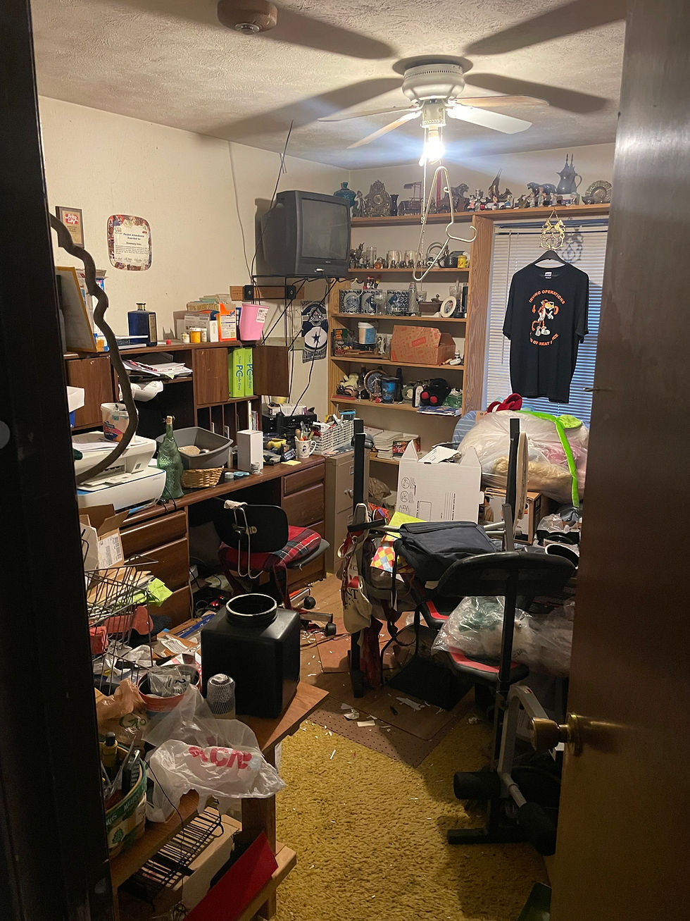 Cluttered room needing junk removal near you.
