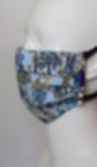 Luxurious blue forest animals Liberty print glam facemask 