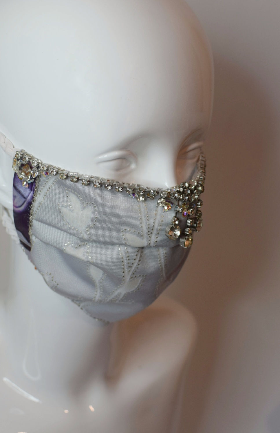 Thumbnail: Bridal / glam facemask with vintage jewel and Swarovski crystals 