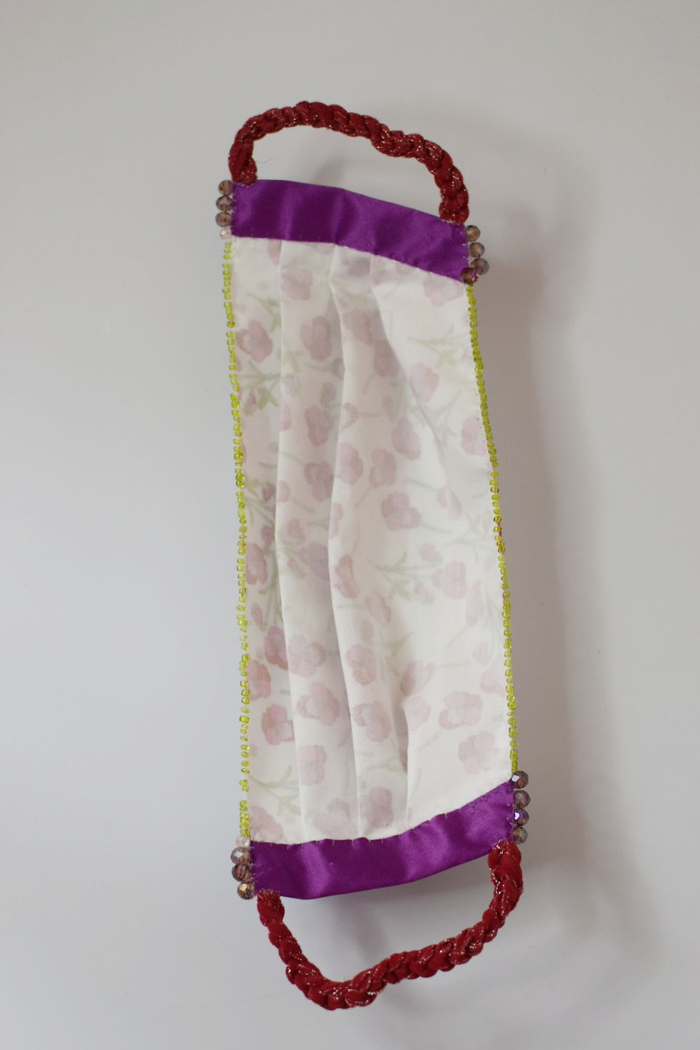 Thumbnail: Liberty print flowers, silk, lizard,  jade, Swarovski glam facemask 