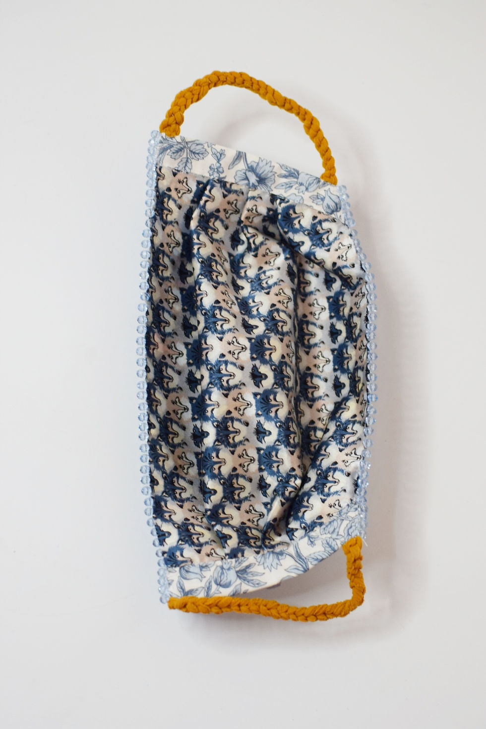 Thumbnail: Silk bright Liberty print dogs on blue glam facemask 