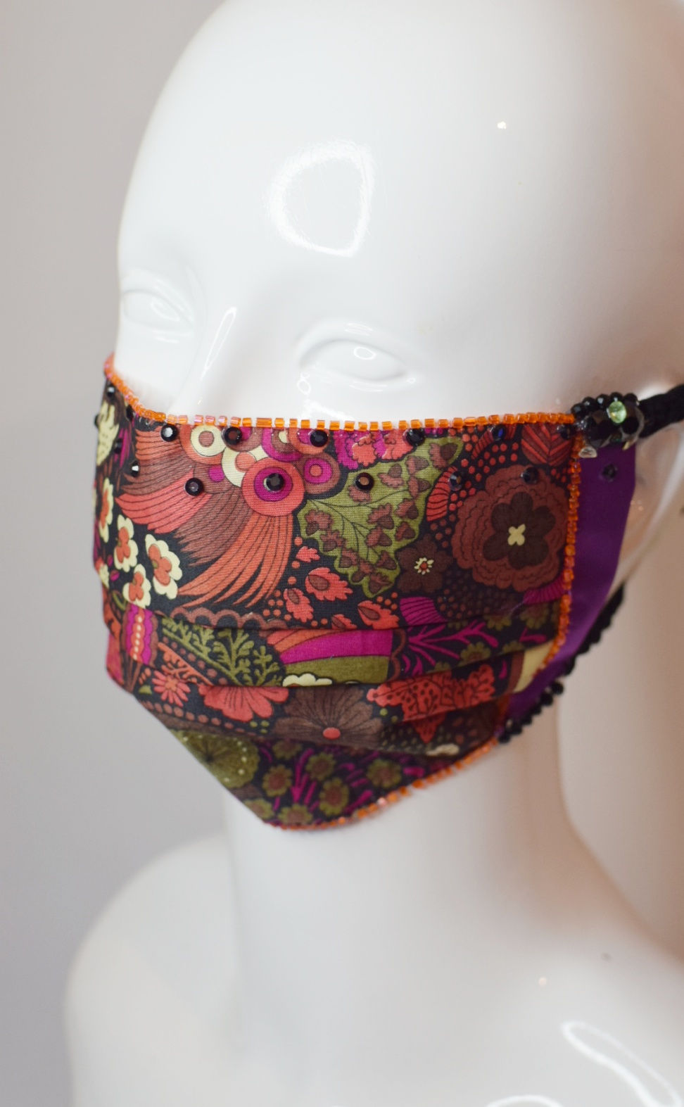 Thumbnail: Brown and pink Liberty print Paisley glam facemask 