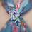 Thumbnail: Purple beaded flower glam scarf ring