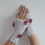 Thumbnail: Cotton hand crochet fingerless gloves with pink roses