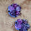 Thumbnail: A pair of transparent purple bead flower hairclips /brooches