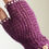 Thumbnail: Hand crochet plum fingerless gloves with buttons and crystals