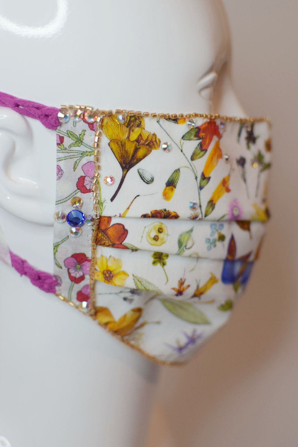 Thumbnail: Wildflowers meadow Liberty print glam facemask 