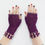 Thumbnail: Hand crochet plum fingerless gloves with buttons and crystals