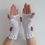 Thumbnail: Cotton hand crochet fingerless gloves with pink roses