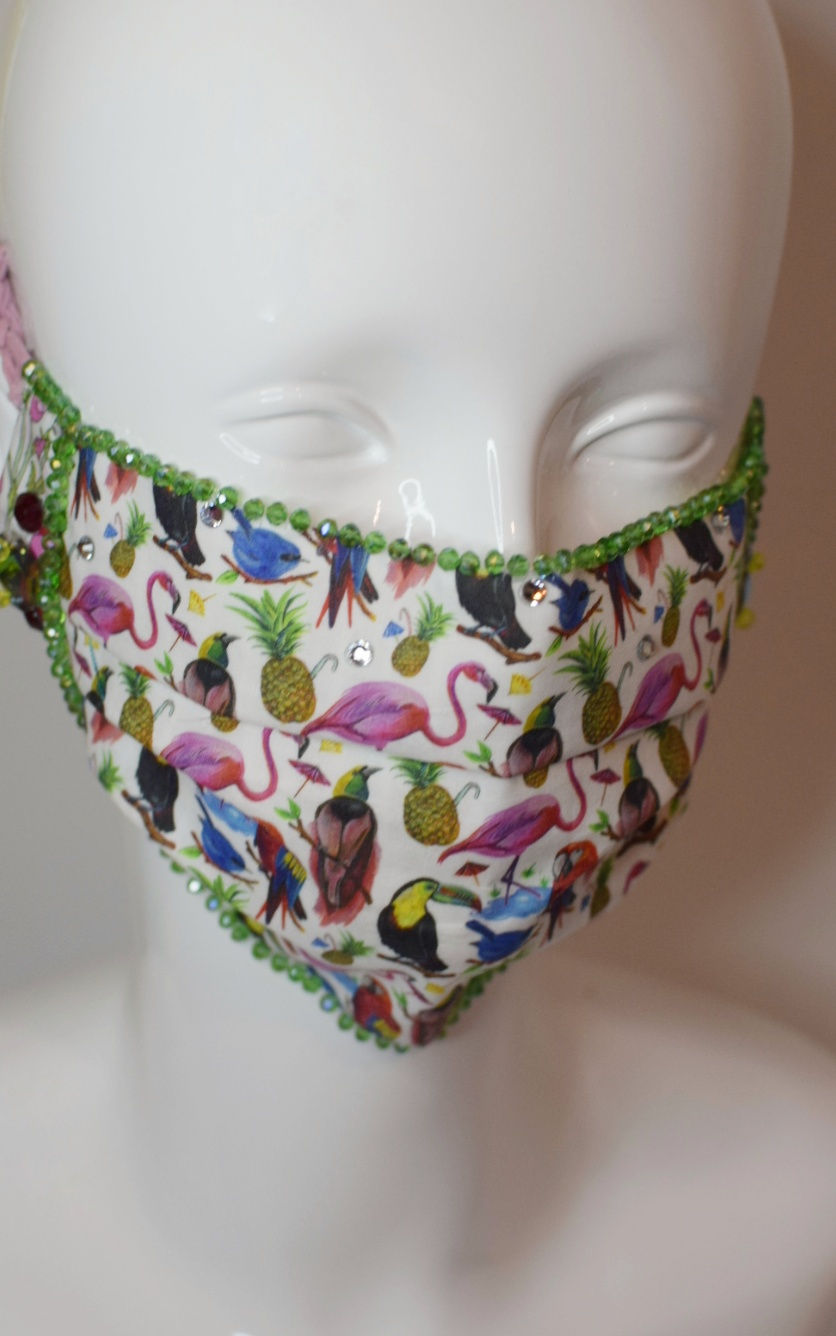 Thumbnail: Parrots flamingos pineapples glam facemask 