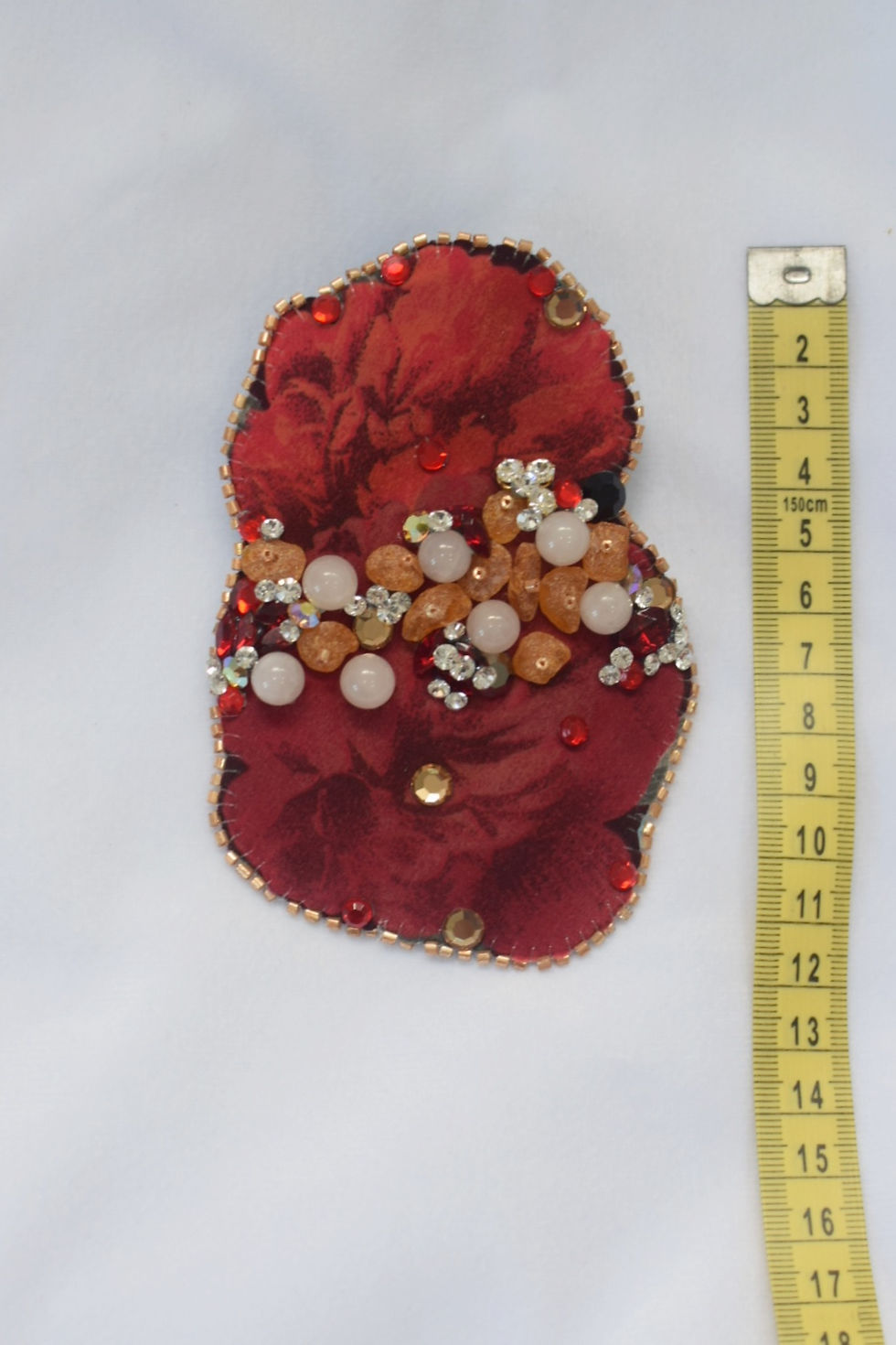 Thumbnail: Red peonies, Amber and Rose quartz hairclip/ brooch
