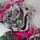 Thumbnail: Grey and pink roses and velvet bows fascinator headpiece 