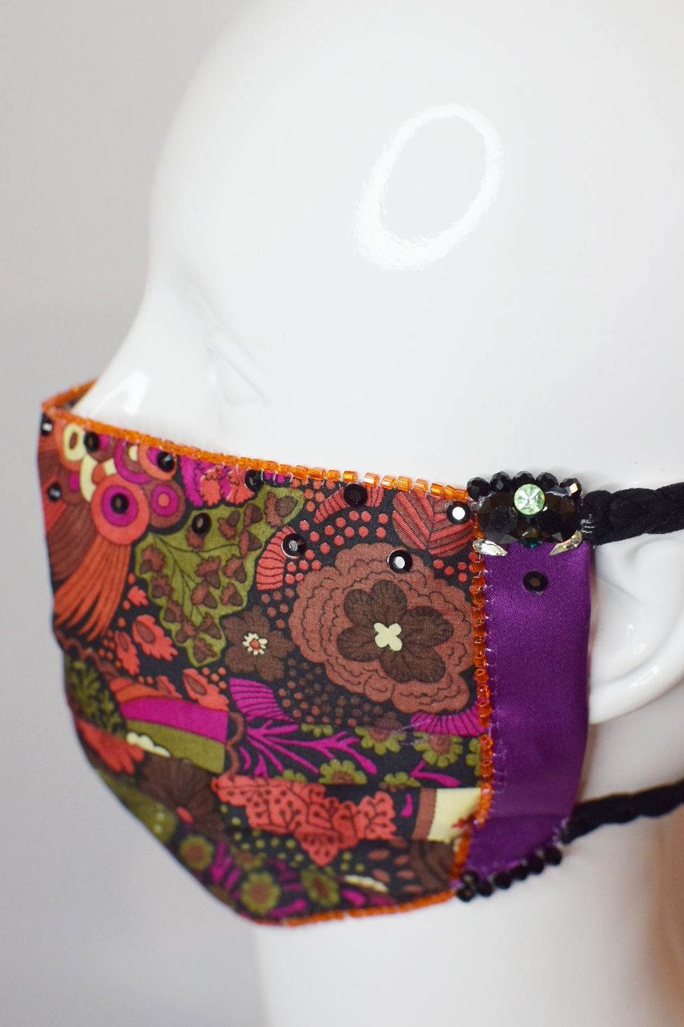 Thumbnail: Brown and pink Liberty print Paisley glam facemask 