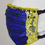 Thumbnail: Blue stripe silk and yellow lace glam facemask,  Swarovski crystals 