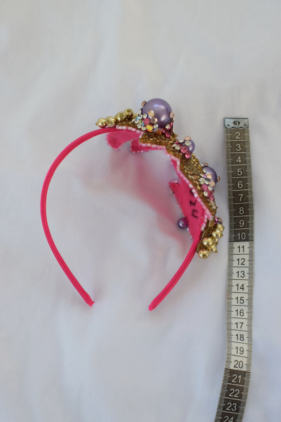 Thumbnail: Gold beaded flapper headband with purple pearls