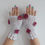 Thumbnail: Cotton hand crochet fingerless gloves with pink roses