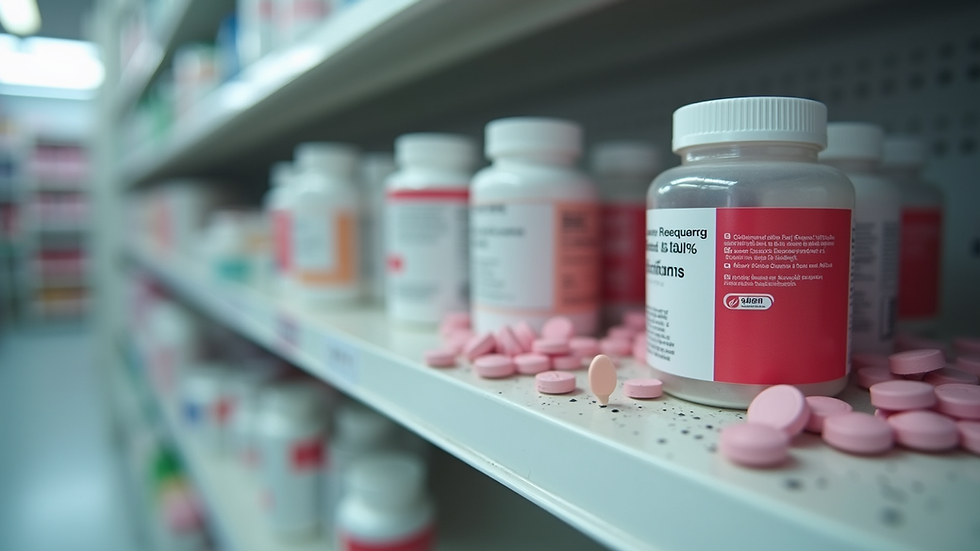 Eye-level view of a pharmacy shelf with emergency contraceptive pills