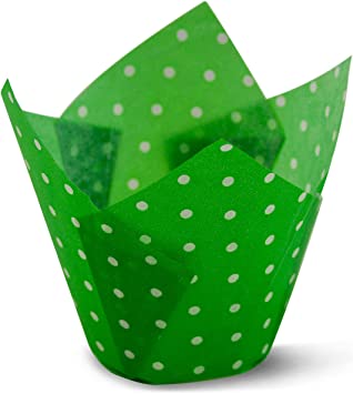 Green Polka Dot Baking Cups