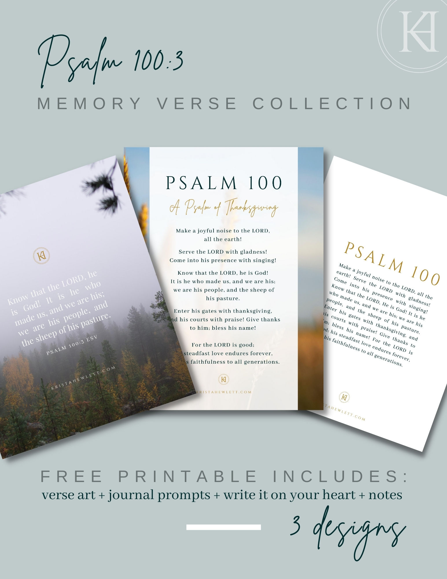 Psalm 100:3 Free Printable Worksheets November 15-21 Memory Verse (3 Designs)