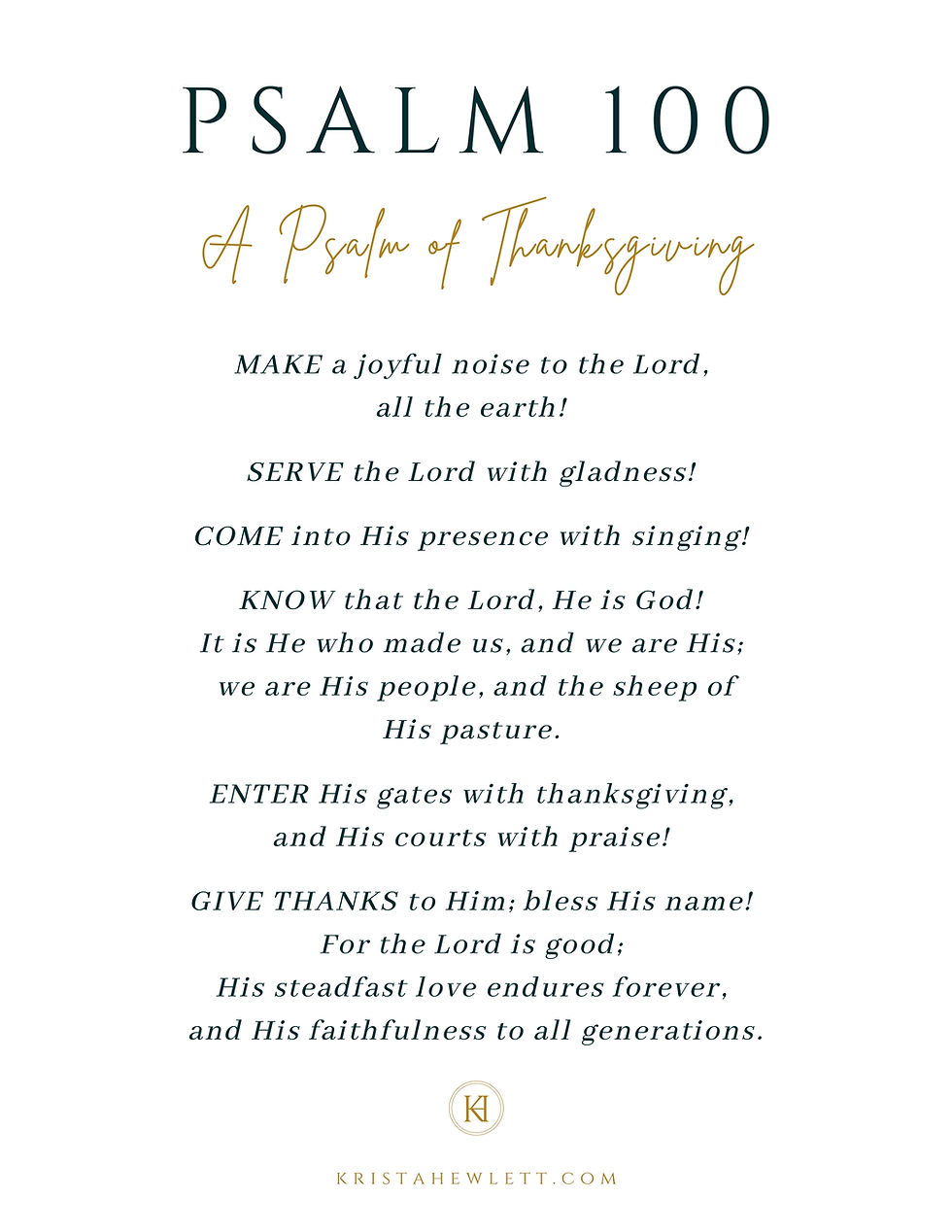 Thumbnail: Psalm 100 Free Printable: Worksheets for June6-13 Memory Verse (3 Designs)