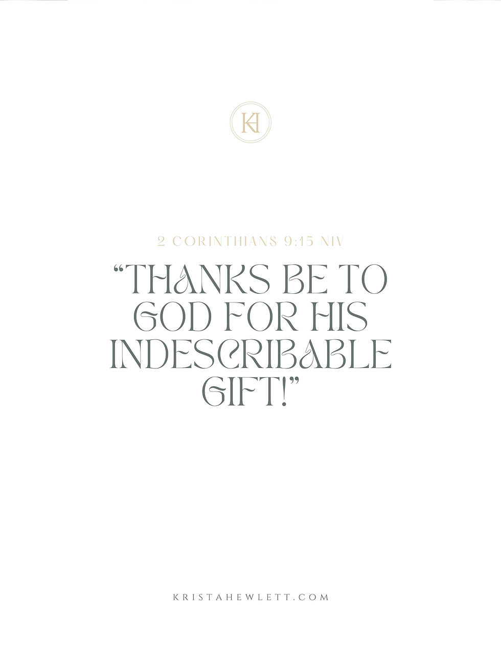 Thumbnail: 2 Corinthians 9v15 Free Printable December 6-12 Memory Verse (3 Designs)