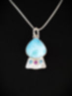 Thumbnail: Larimar pendant with swiss blue topaz and rhodolite garnet accent stones in argentium silver