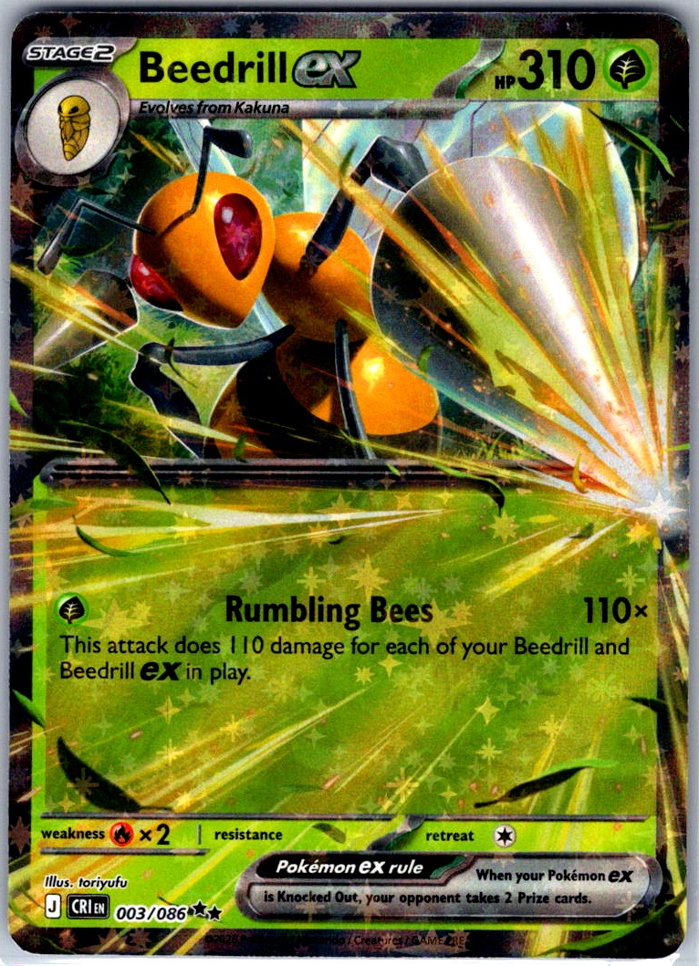 Beedrill ex 003/086 Double Rare Chaos Rising Pokemon Holo Near Mint