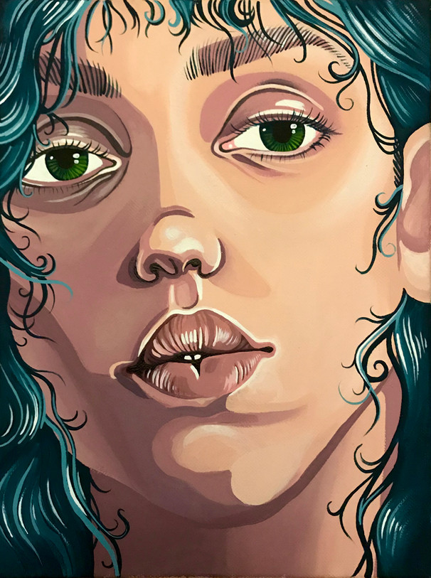 Leah Hewlings
Green Eyes
Acrylic on Canvas
12” x 9”
